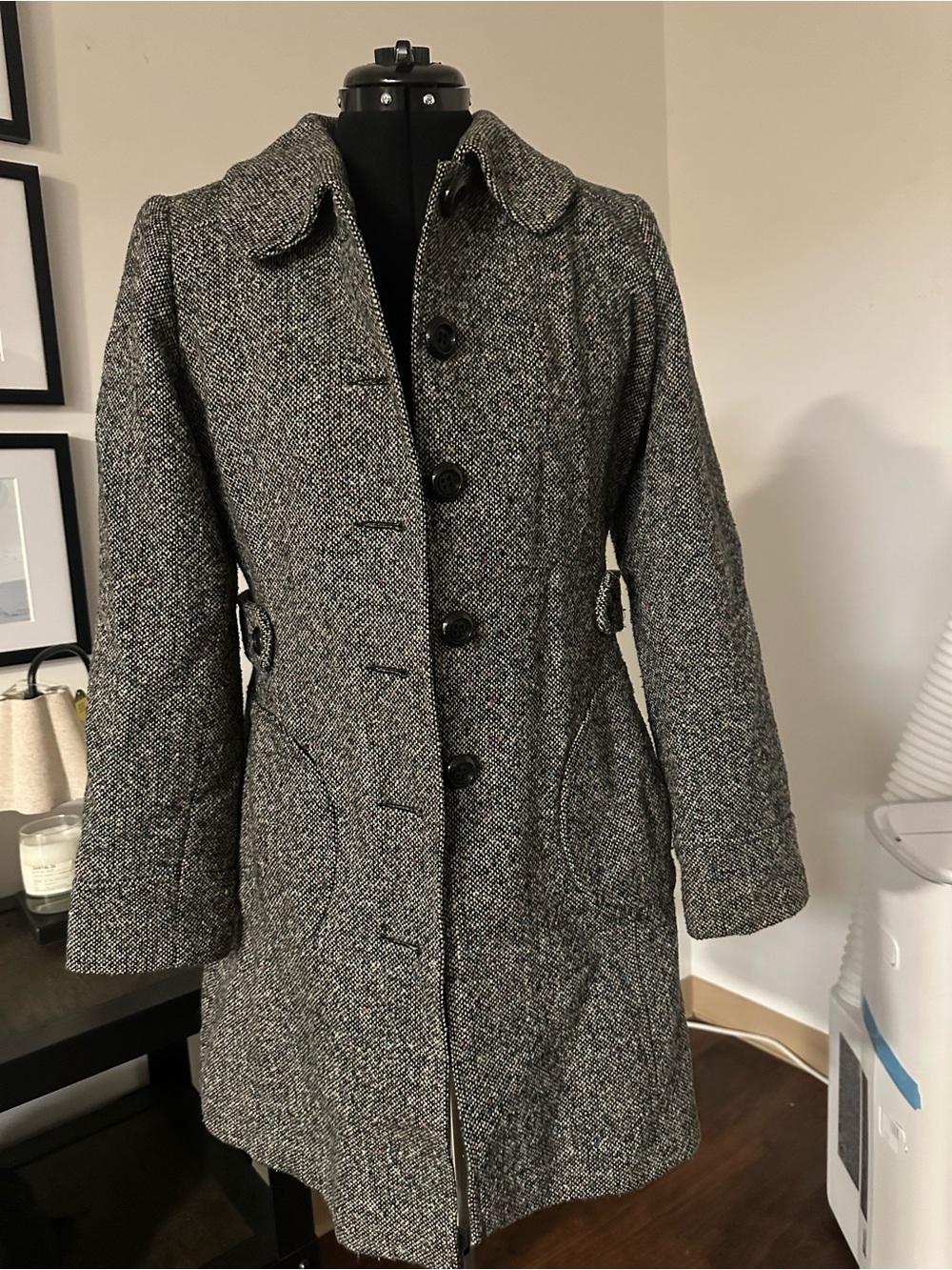 American rag Tweed Button-Front Coat - Gray